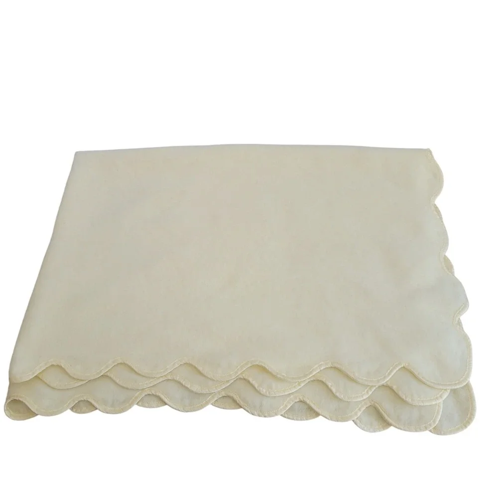 Vintage Quiltex Baby Blanket Yellow Fuzzy Scalloped Satin Trim Soft